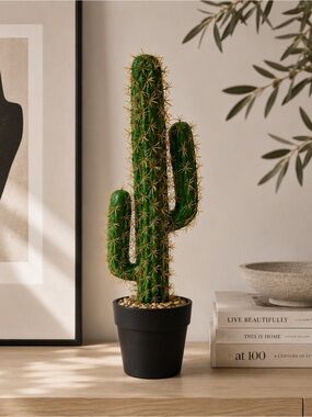 Artificial Saguaro Cactus in Pot – 12" Faux Succulent